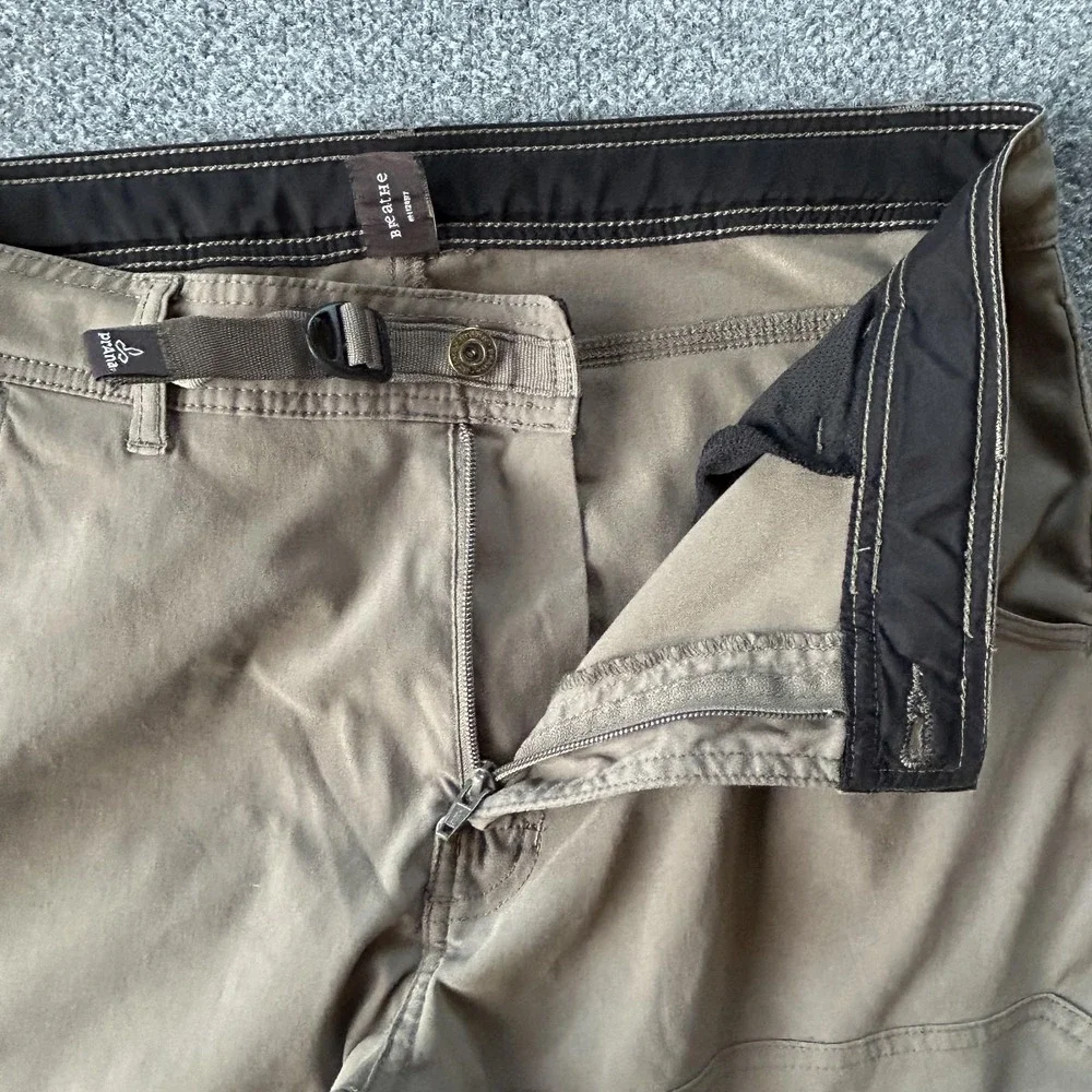Prana Breathe Pants Mens Large 30L Brown Nylon Hiking Cargo Style‎ MAST30111